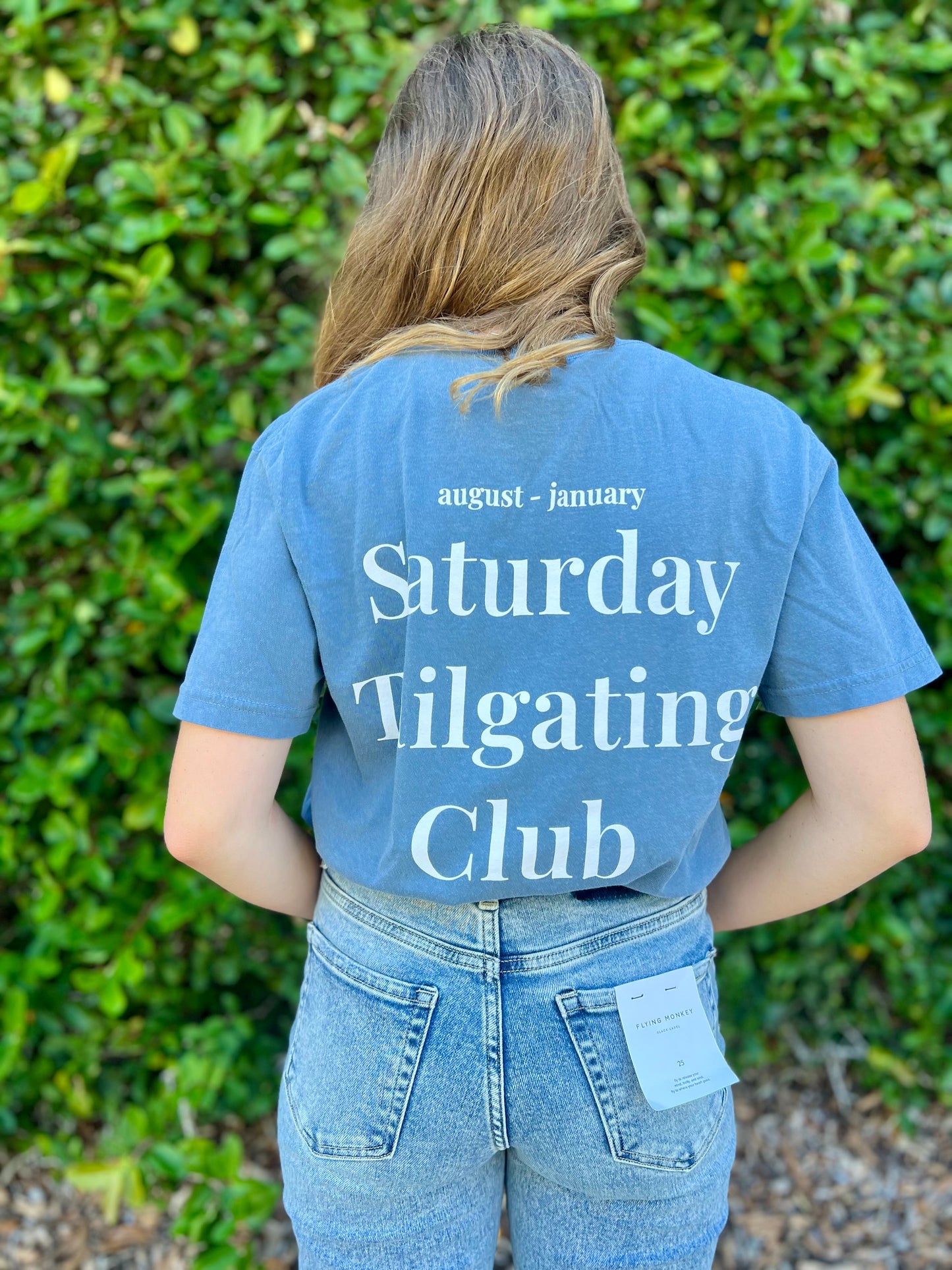 SATURDAY TAILGATING CLUB BLUE TEE (FRONT + BACK)