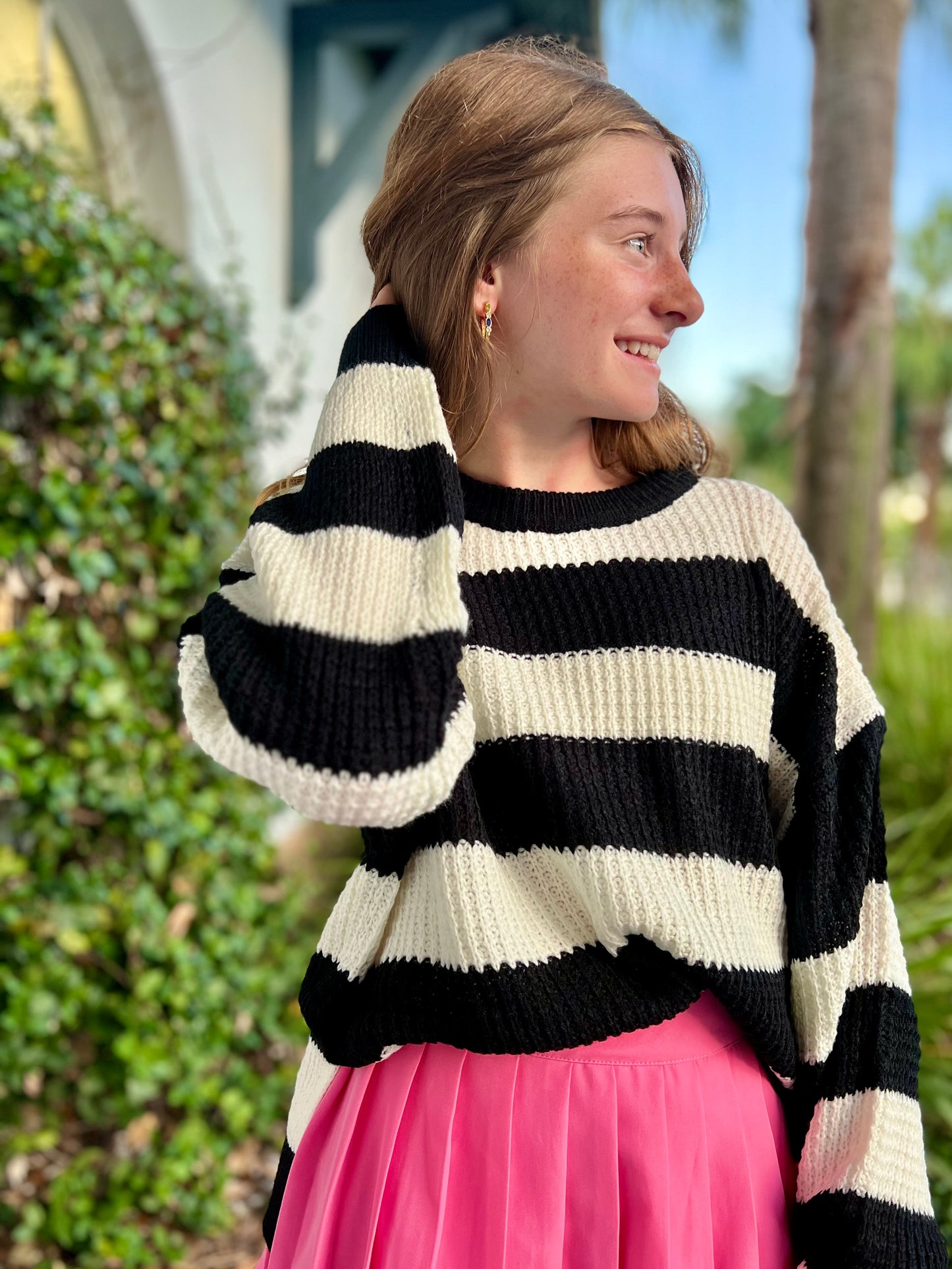 Black and Ivory Knit Sweater