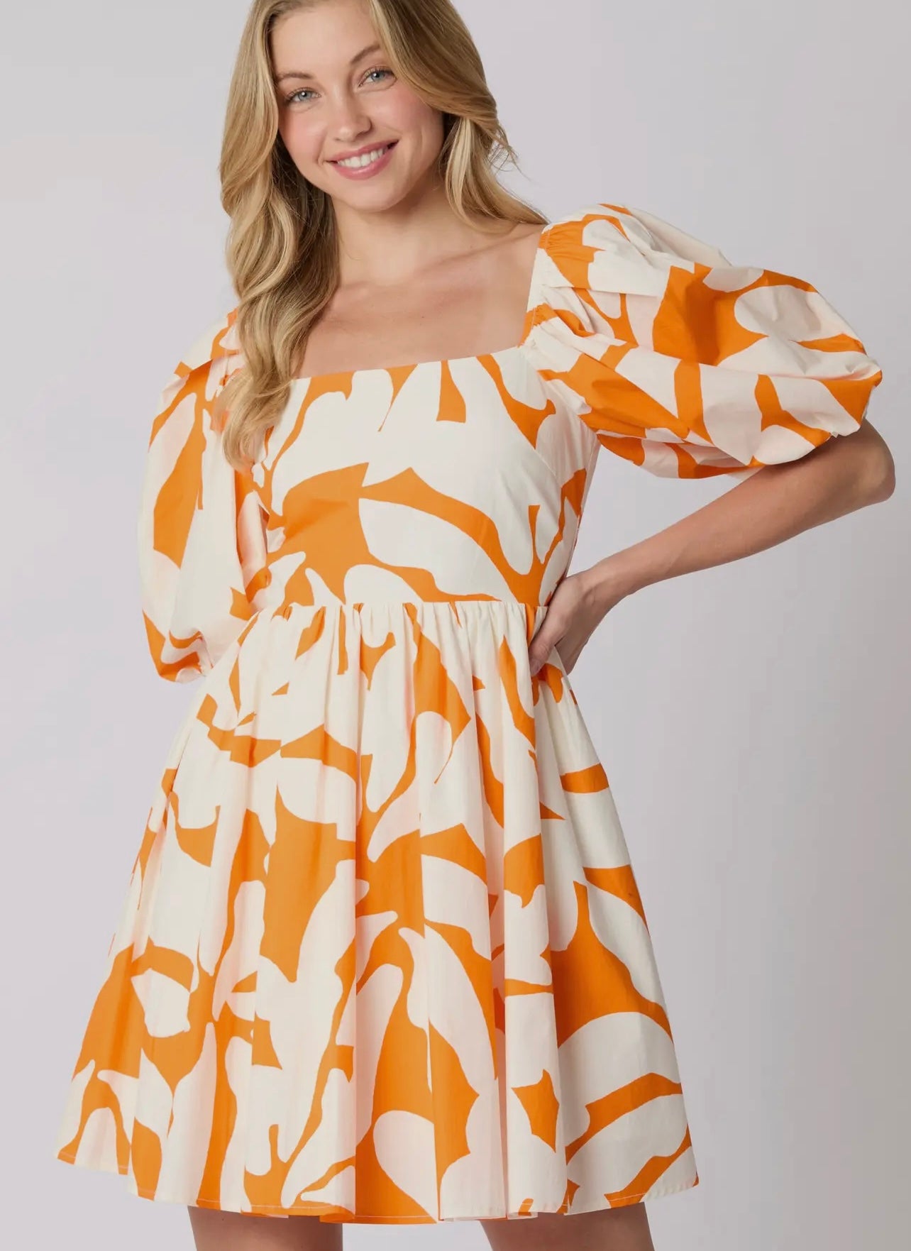 Floral Printed Babydoll Puff Sleeve Dress