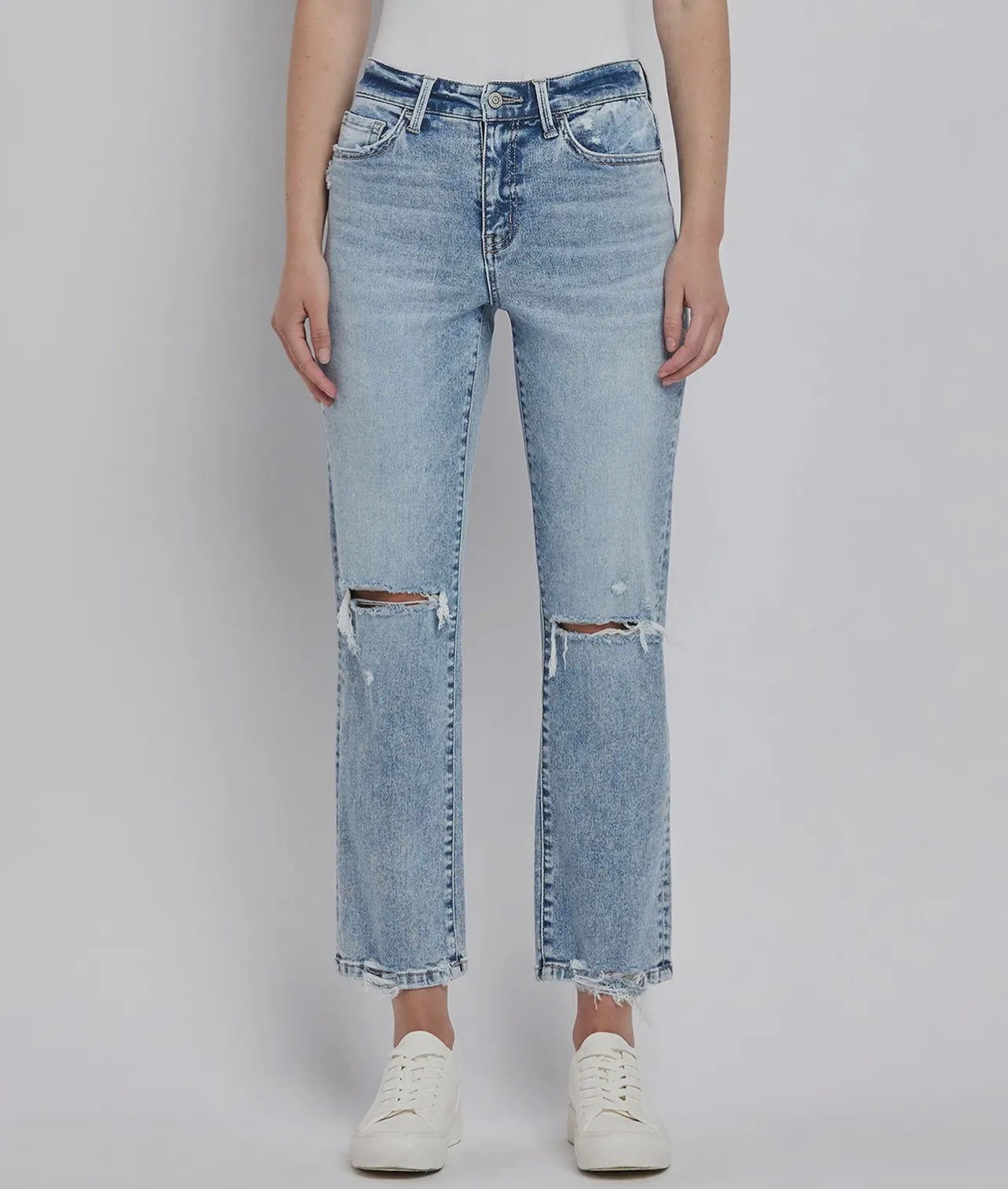 HIGH RISE DISTRESSED STRAIGHT JEANS FLYING MONKEY