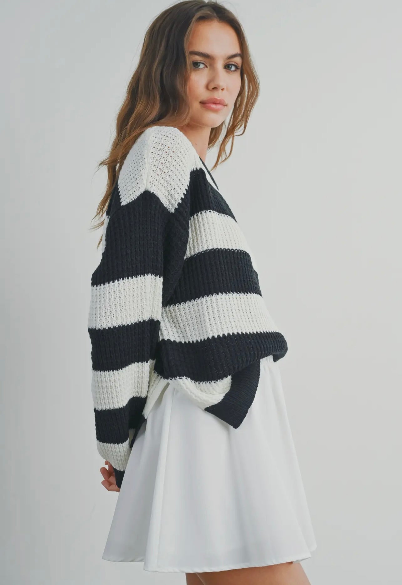 Black and Ivory Knit Sweater