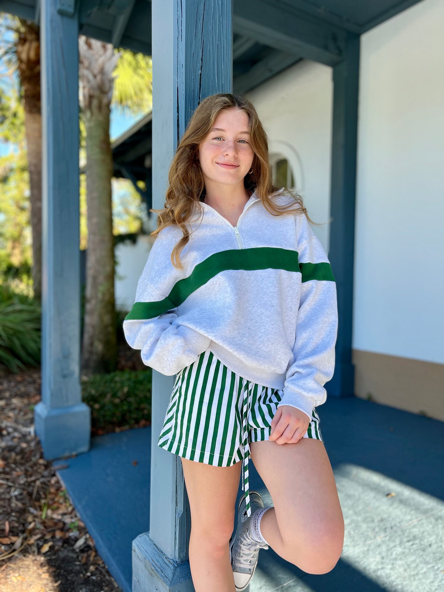 Stripe green shorts